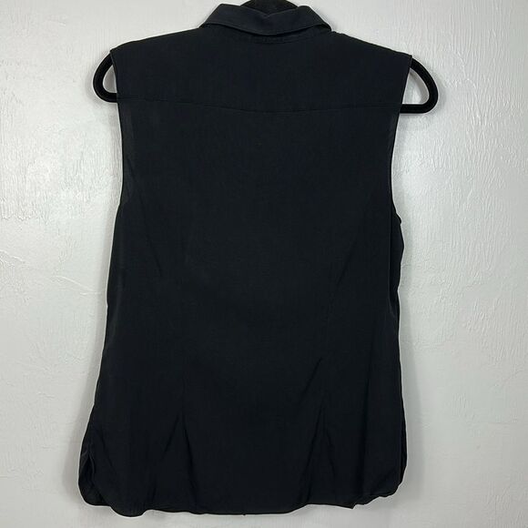 Theory Black Sleeveless Button Down Shirt - Picture 5 of 11
